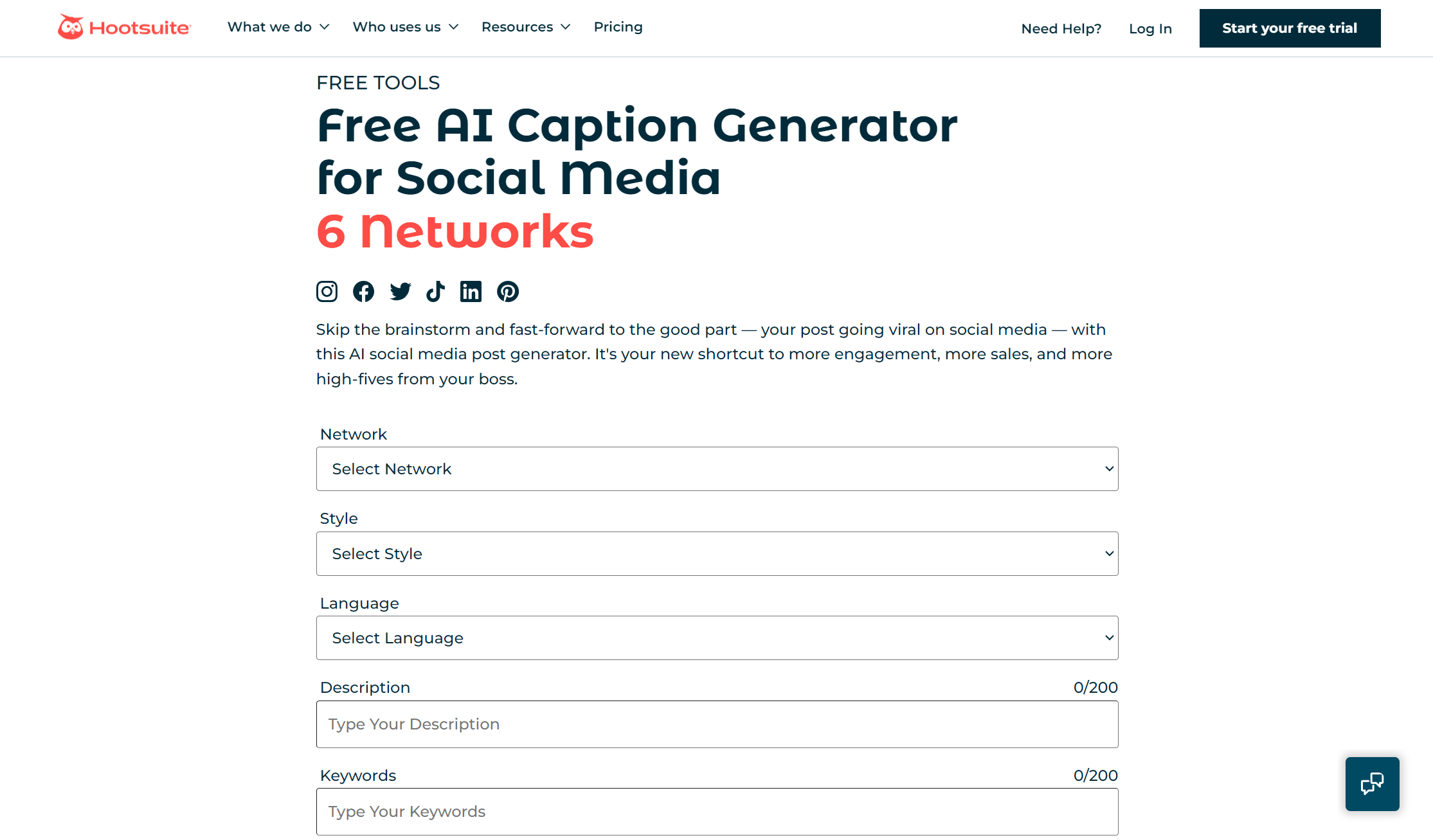 Hootsuite AI Caption Generator